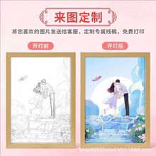 跨境创意diy灯光画温馨慈祥慈爱祥和平静幸福小夜灯桌面摆台发光