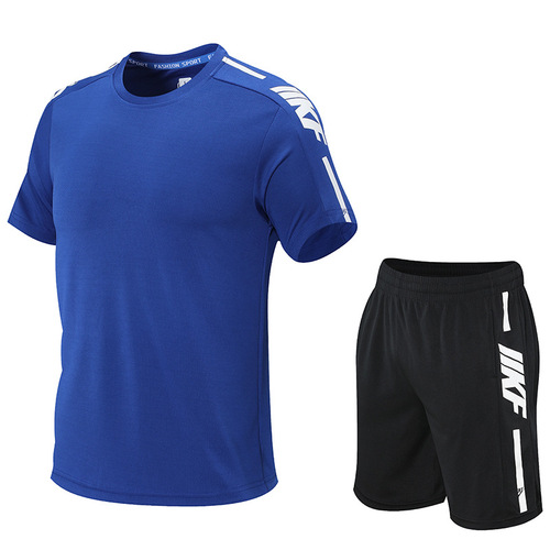 Men's Summer New Short Sleeve Set T-Shirt Men's Quick-Dry Running Loose Casual Sports Ball Suit Plus Size Men's