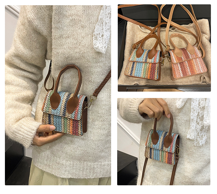 Borsa a tracolla da donna in paglia a righe per mare estate_voghion.com