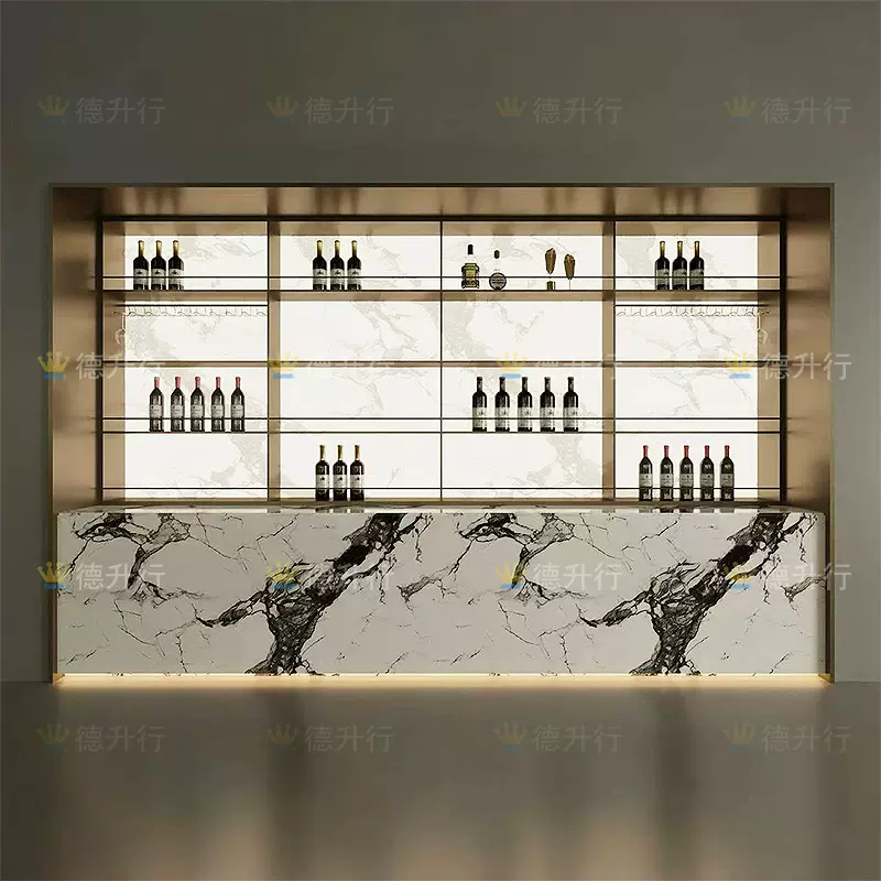 不锈钢发光亚克力酒柜轻奢酒吧 LED灯背光展示柜红酒洋酒陈列柜