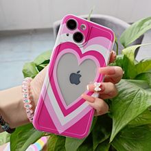 彩虹爱心苹果13/14手机壳透明iPhone15Pro/11潮xr/xs软8p女适用7