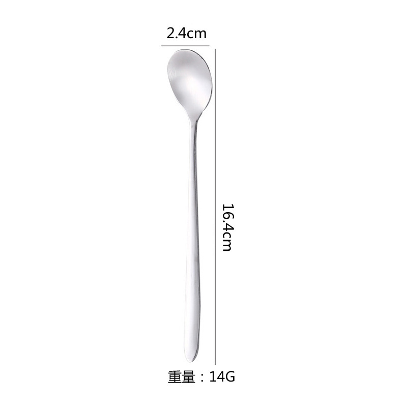 ステンレススプーン家庭用長柄スプーンシンプルコーヒースプーン子供食事攪拌スプーン工場食堂スプーン|undefined