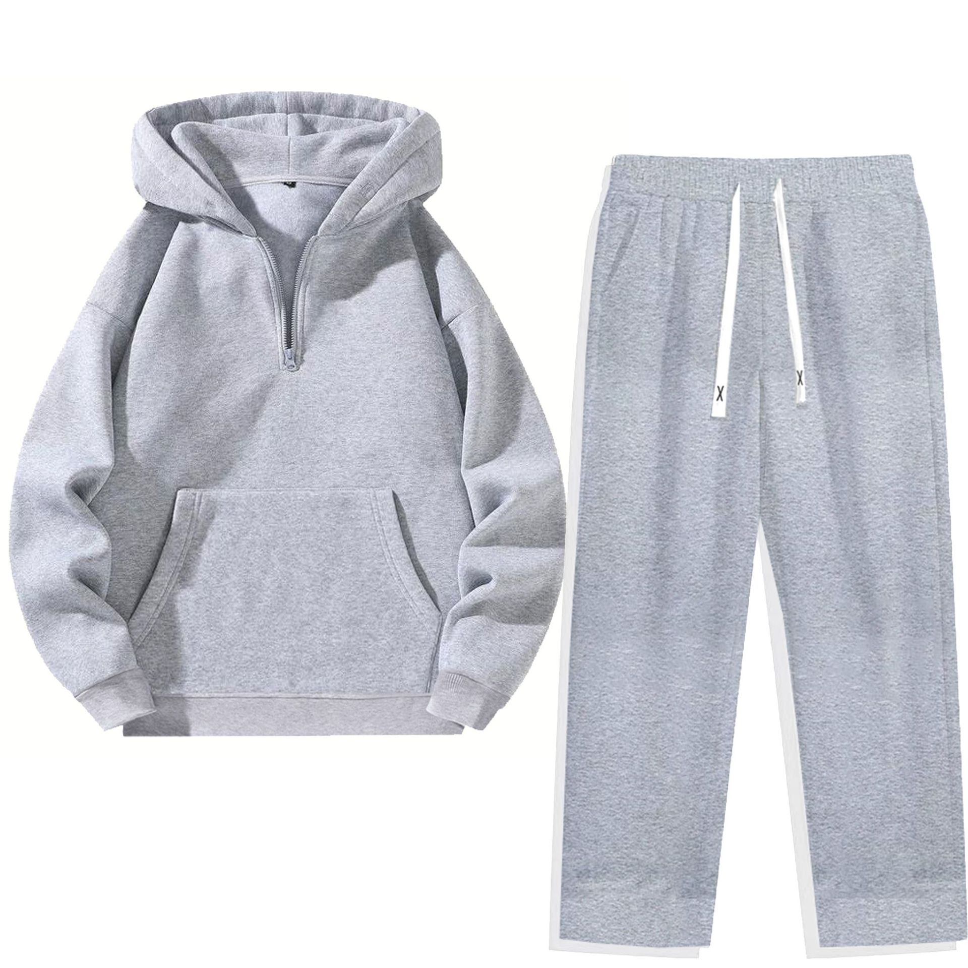 2026 New Women's 2-Piece Casual Outfit: Turn-Down Collar Half-Zip Sweatshirt and Wide-Leg Pants Tracksuit Set