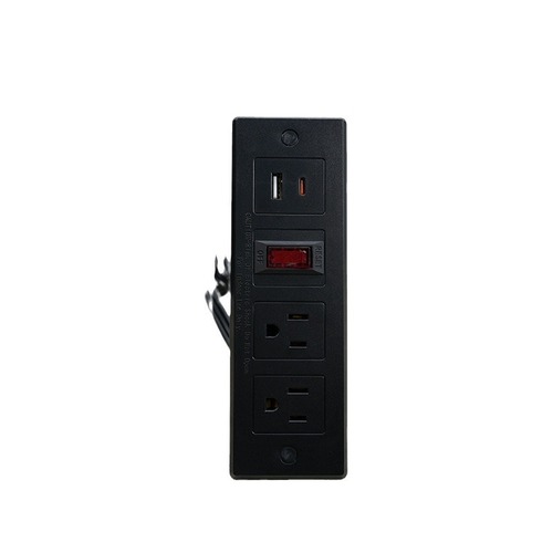 US Standard Switched Overload and Surge Protection USB-A Type-C Furniture Desk Power Strip with US Power Outlet