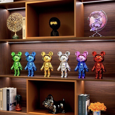 Hollywood Star Bear Polished Plated Floor TV Stand for Living Room Children's Room Home Decor