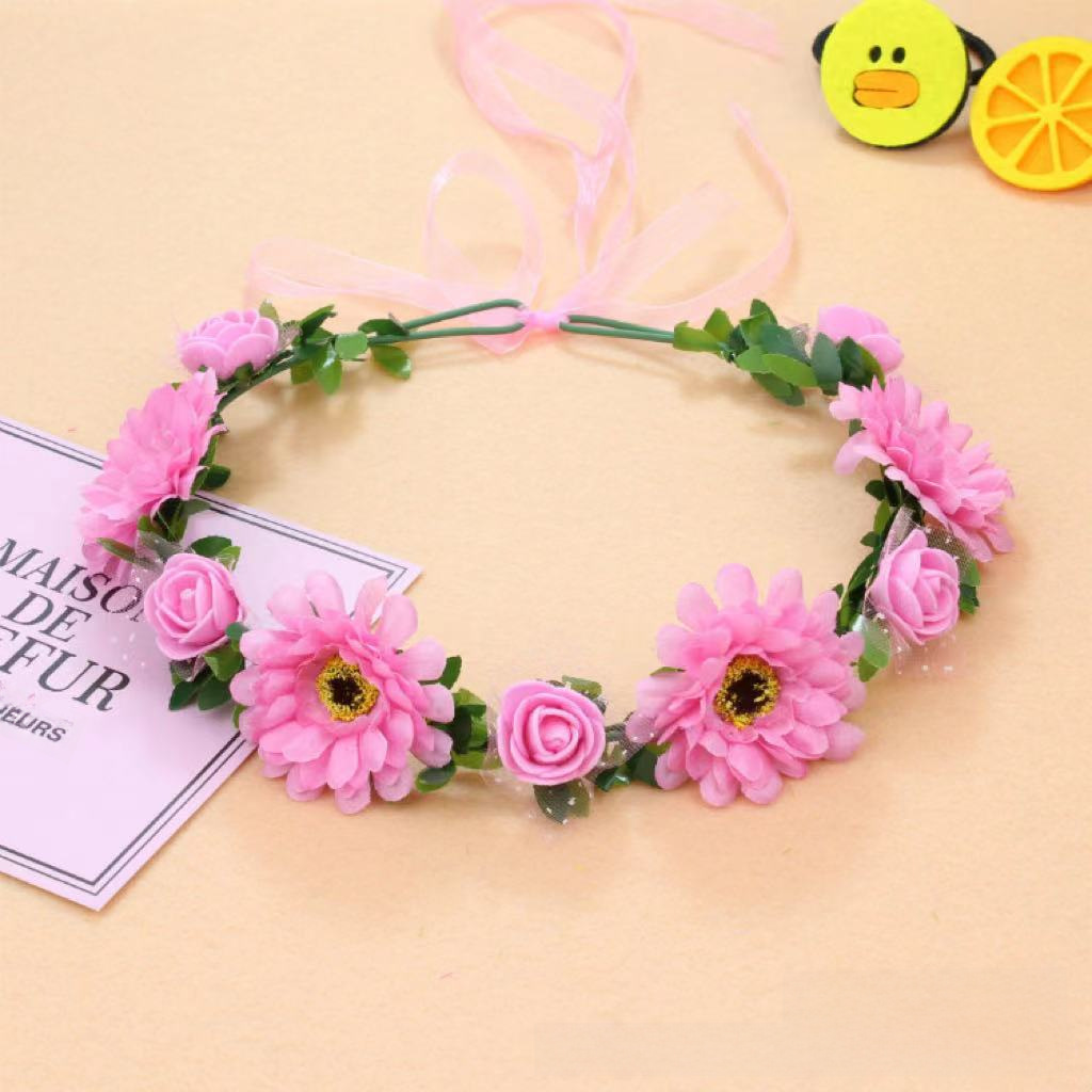 Beautiful Mori girl headdress Flower Korean style hair band seaside beach Garland headdress Mori girl Super fairy Garland headwear new hair accessories