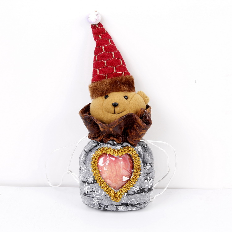 Navidad creativa impresa bolsa de regalo de caramelo Navidad Víspera de Navidad muñeca tridimensional bolsa de fruta al por mayor