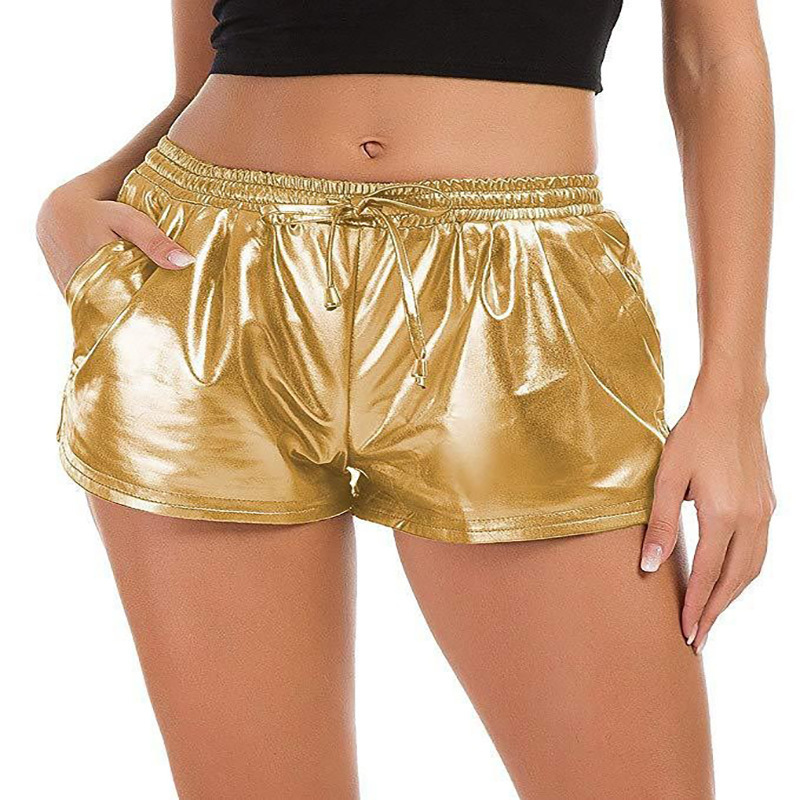 2024 Summer Stars Same Style European and American Rock Street Trendy Women's PU Leather Straight Pants Casual Shorts Women
