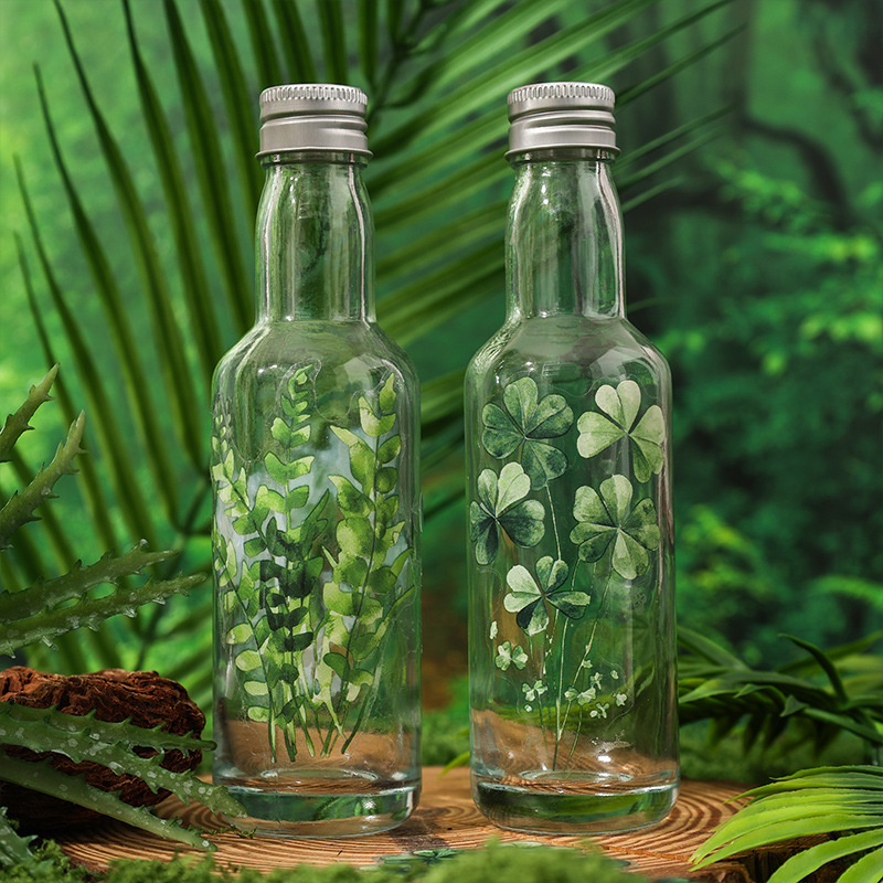 Sombra de hoja forestal transparente pegatinas impermeables para mascotas paquete diy pegatinas paisajísticas de cuentas de mano pegatinas de hojas de plantas retro transfronterizas