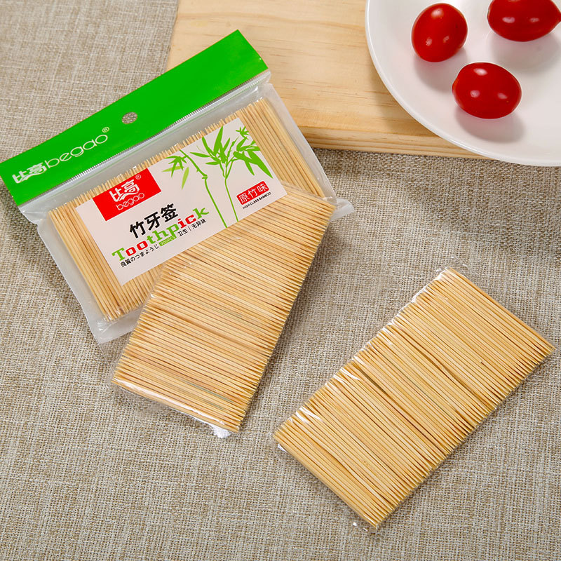 竹製袋裝牙籤 比高廠家牙籤一次性細牙籤超市裝家用牙籤 竹子牙籤
