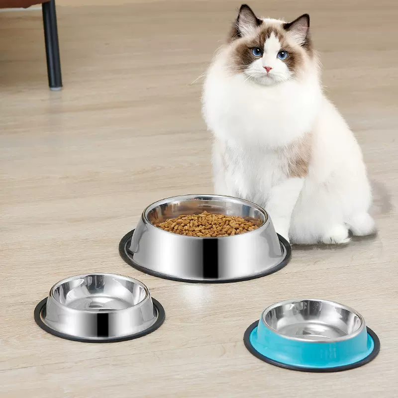 猫碗小狗狗碗宠物碗饮水饭碗防打翻不锈钢狗食盆猫咪喝水猫粮饭盆