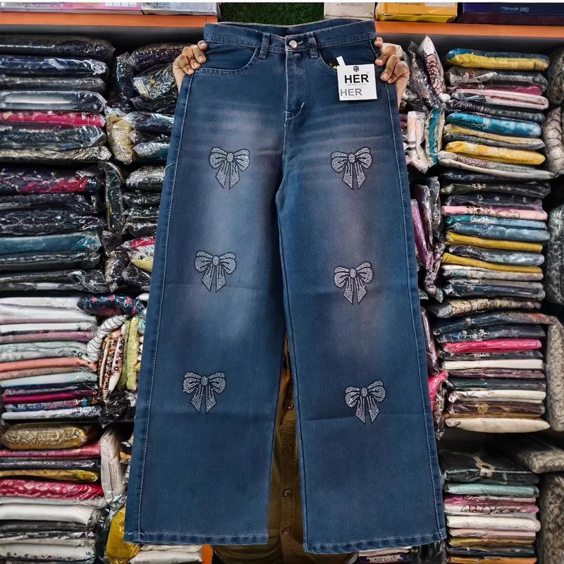 New Style Women's Jeans with Sequins, Straight-Leg Pants, Wholesale Supply, Boyfriend Style Jeans New Style Women's Jeans with Sequins, Straight-Leg Pants, Wholesale Supply, Boyfriend Style Jeans