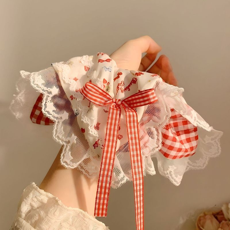 レトロで甘い方巾大腸髪輪女性高級感超特大号馬尾頭縄気質百合髪ひも|undefined