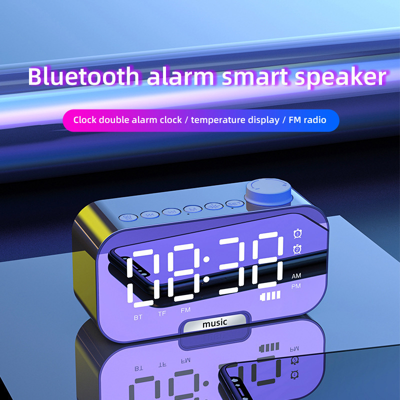 ソース工場クロスボーダー鏡面回転ボタンbluetoothスピーカークリエイティブカードギフト目覚まし時計カード多機能|undefined