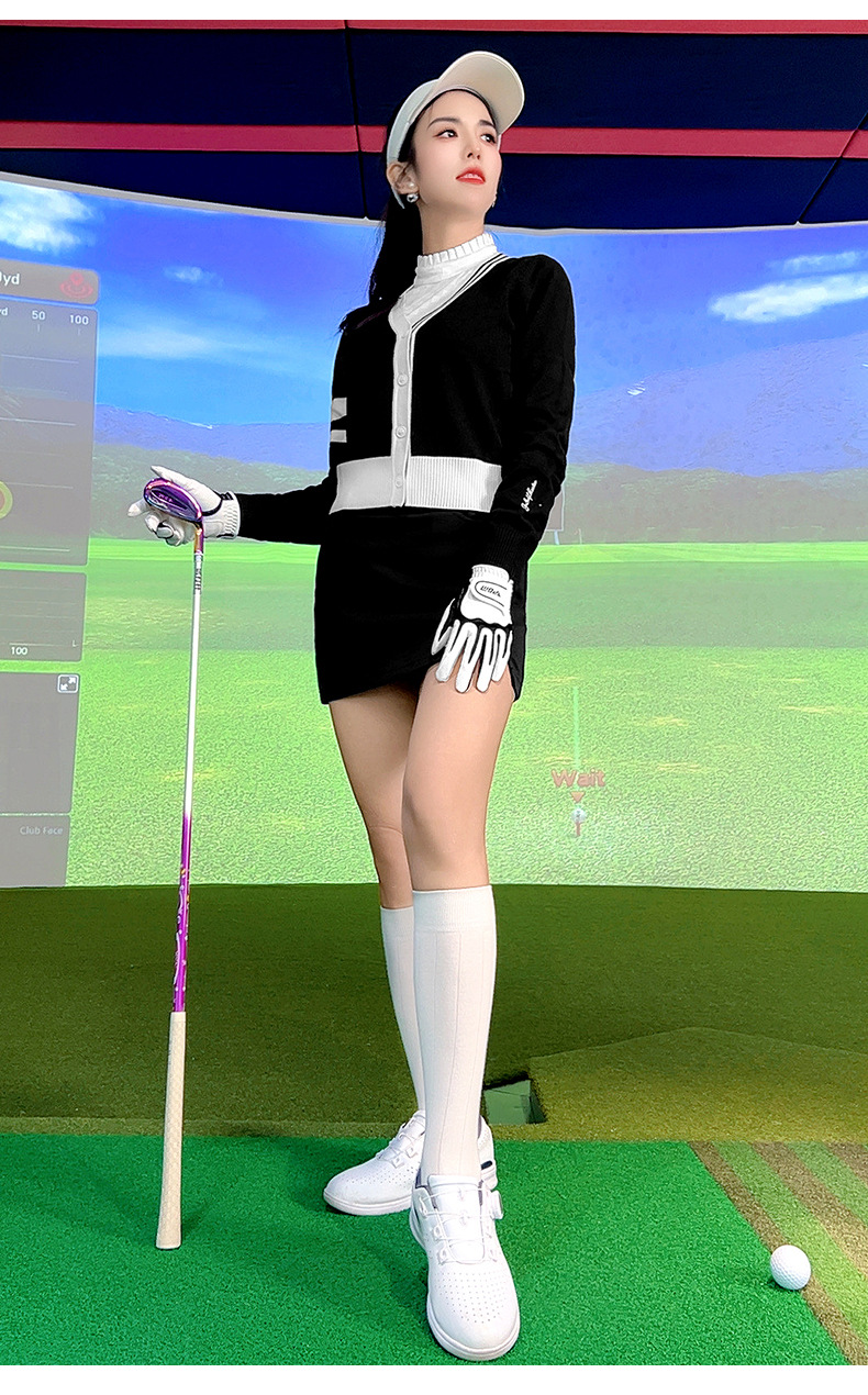 Áo khoác len nữ PGM dệt kim co giãn ấm áp dành cho golf — YF753 [vải co giãn/kết cấu khác nhau ở mặt sau] áo khoác len màu đen chi tiết 11