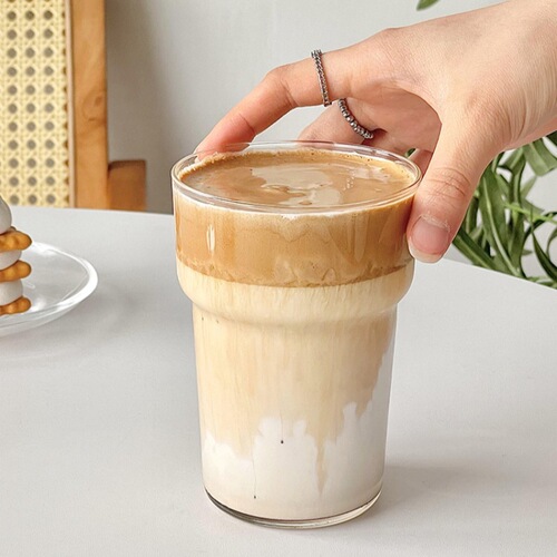 Ins Slim Ice American Coffee Cup High Borosilicate Heat Resistant Glass Drinking Cup Latte Juice Milk Tea Cup