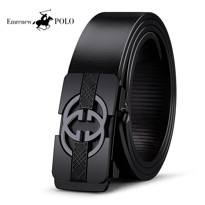 Anpripaul bienes genuinos Cinturón de cuero genuino de los hombres Cinturón de piel de vaca pura hebilla automática joven tendencia de negocios de mediana edad