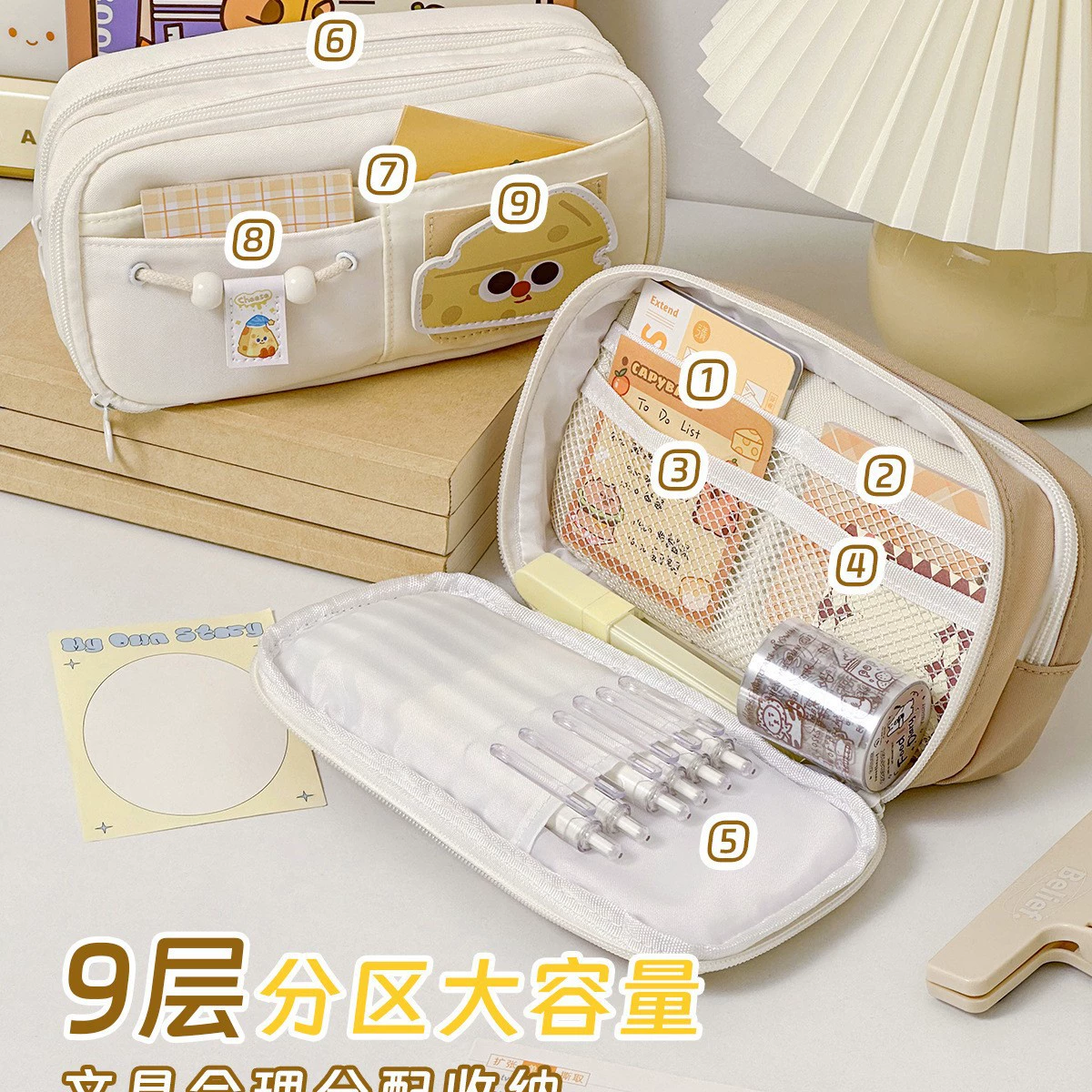 High quality capacious pencil case, cute set, for secondary school, new collection