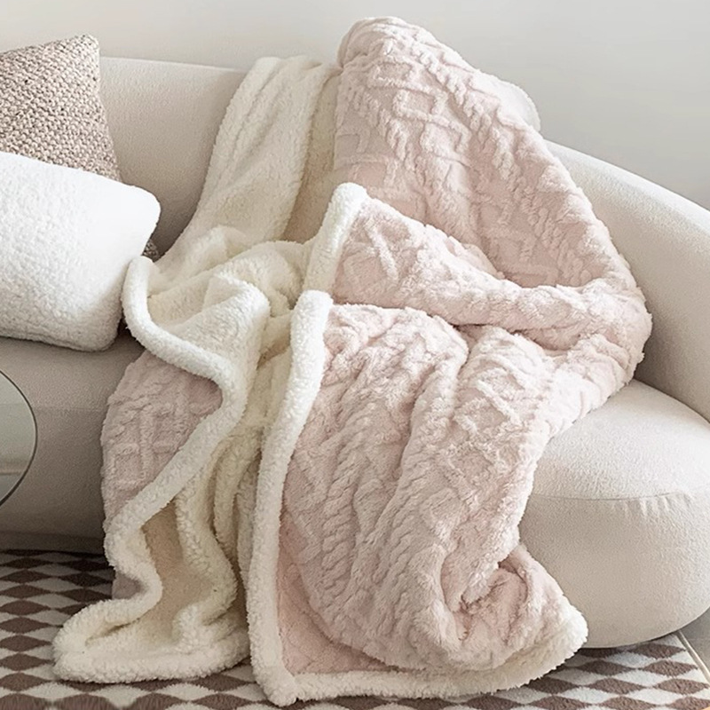 Winter Taffeta Blanket Thickeneded Lamb Coral Velvet Small Blanket Office Nap Blanket Sofa Blanket for Bed