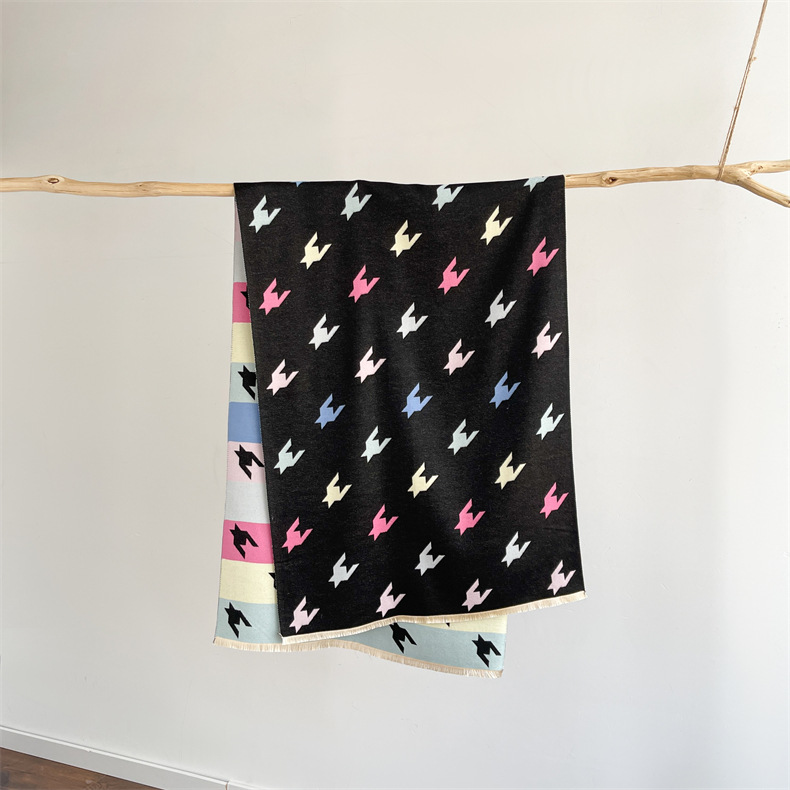 Winterwarm, modisch, hochwertig, Anti-Aging mit beidseitigem Druck und buntem Hahnentrittmuster in Kaschmir_voghion.com