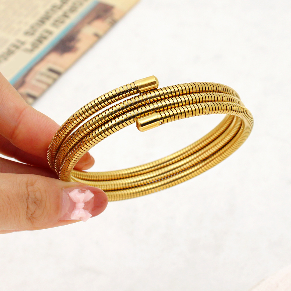 21g Weight PVD Coated Gold Plating Process 18K Gold, Real Gold Plated Plating Material 304 Stainless Steel Pendant Material Bangle Classification 304 Stainless Steel Chain Material 1 Piece Quantity Holiday, Daily Occasion 304 Stainless Steel Material Round Pattern Women's Gender Simple Style Style Waterproof Non Tarnish, Plating Craft PVD Coated 18K Gold Real Gold Plated Round 304 Stainless Steel Simple Style Waterproof Non Tarnish 304 Stainless Steel Bangle 17