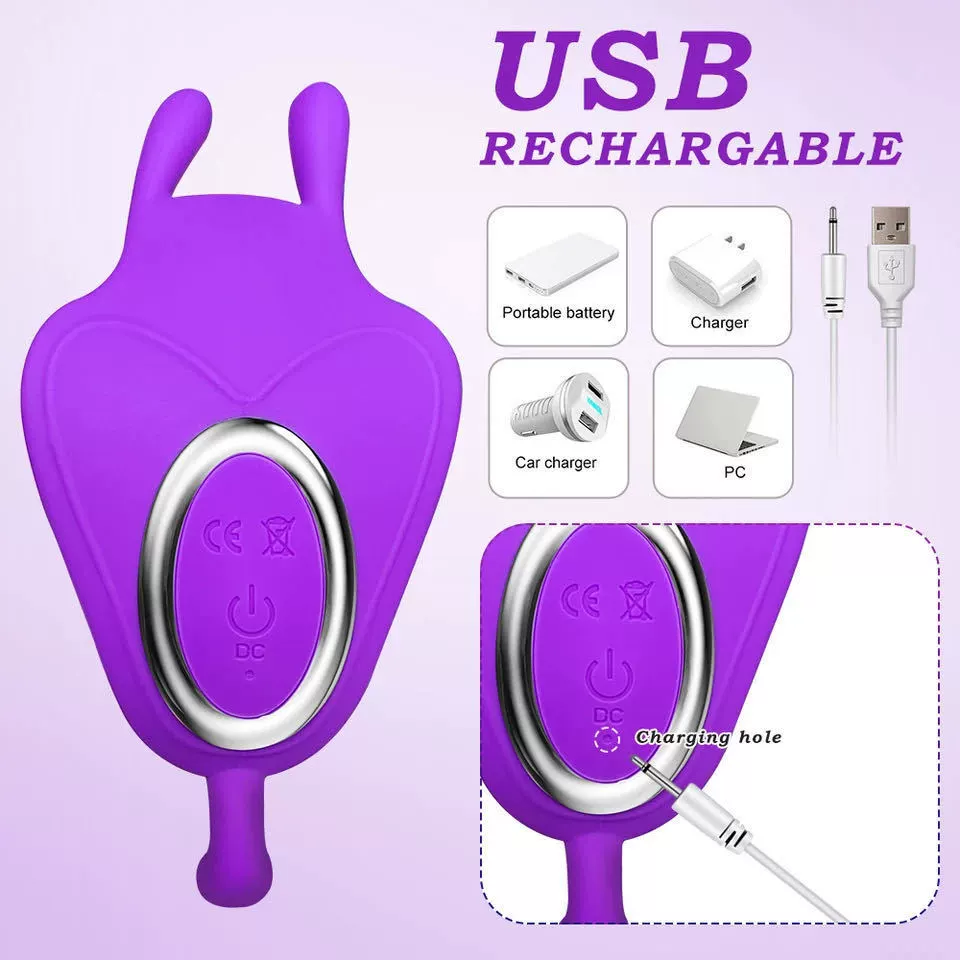 Foreign trade wearable women's butterfly vibrator remote control masturbation back yard men's and women's fun simulation dildo vibrator