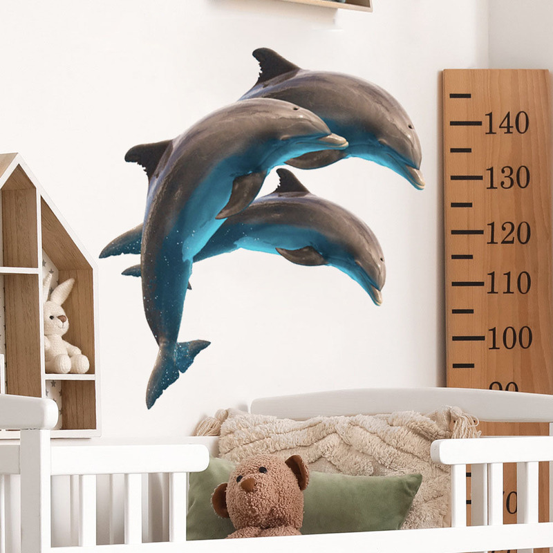 Amazon's New Underwater World Wall Stickers Cute Dolphin Bathroom Cabinet Bathtub Home Decoration Wall Stickers Wholesale