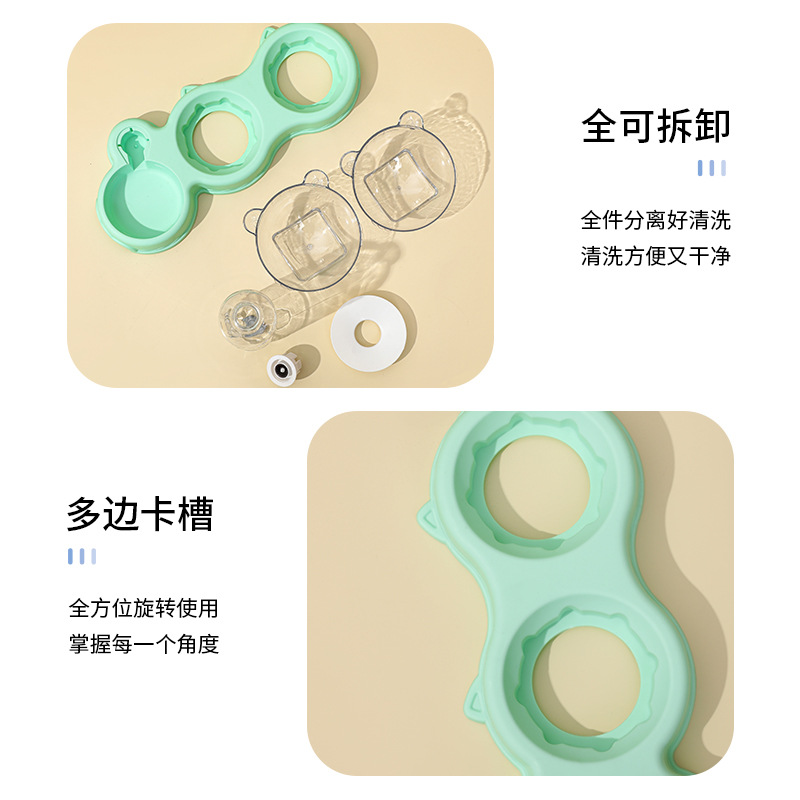 Gato doble tazón anti-mojado boca doble propósito tres tazón alimentador automático de agua automático bebedero antidetonantes perro mascota tazón gato tazón