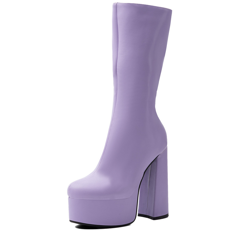 European and American Sexy Foreign Trade Cross-Border Hot Girl Platform Gothic Thick-Soled High-Heeled Large Size 47 Women's Short Boots Calf Boots European and American Sexy Foreign Trade Cross-Border Hot Girl Platform Gothic Thick-Soled High-Heeled Large Size 47 Women's Short Boots Calf Boots