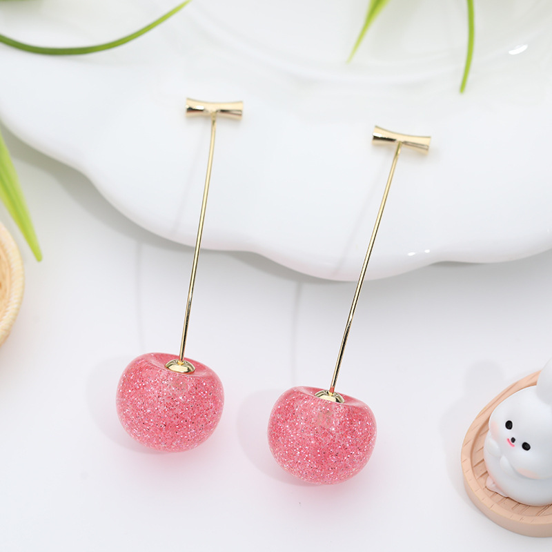 Aretes de cereza roja para mujer – colgante exquisito, fruta de imitación versátil, nuevo estilo