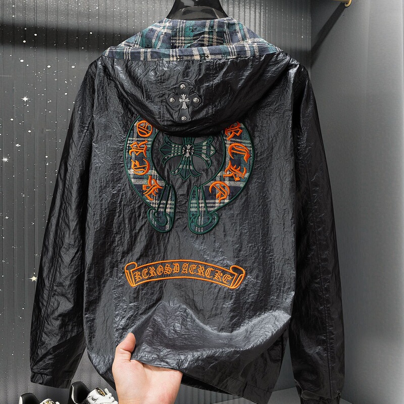 American Style 2025 Spring and Autumn New Hooded Pu Jacket Men's Trendy Embroidered Fashion Brand Men's Casual Light Luxury Jacket Coat