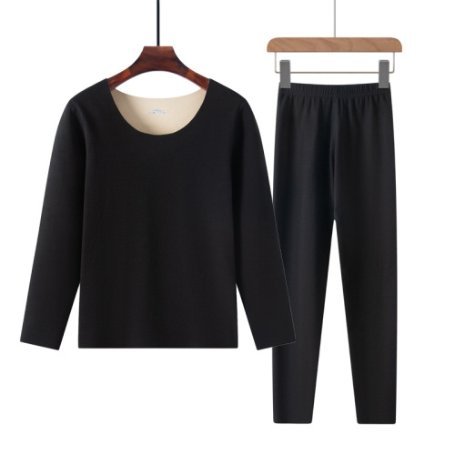 Women's Set of Invisible Base Layers with Double-Thick Fleece Warmkeeping Innerwear (37°C Constant Temperature, AB Double-Sided) Autumn Top and Bottom