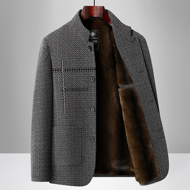 休闲西装男西装外套秋冬新款高档四季休闲单件上衣加绒加厚西服男