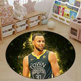 NBA-库里地毯创意耐磨客厅桌边垫硅藻泥材质卧室床边家用圆形地垫
