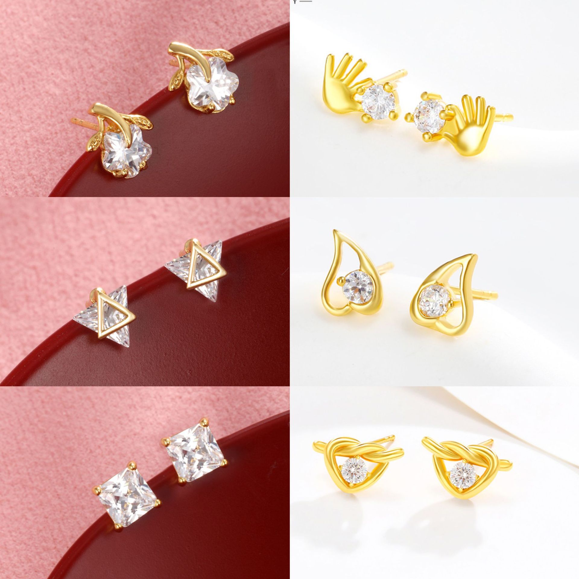 Pendientes de Aleación Xuping con Zirconia Cúbica, Baño de Oro 24k, Diseño Sencillo y Elegante, Venta al Por Mayor