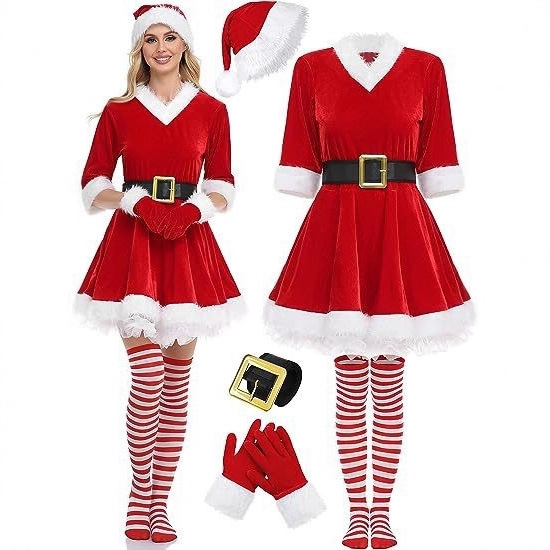 Foreign trade Christmas clothing for adults, women's holiday party outfits, Santa Claus costumes, stage performance attire Foreign trade Christmas clothing for adults, women's holiday party outfits, Santa Claus costumes, stage performance attire