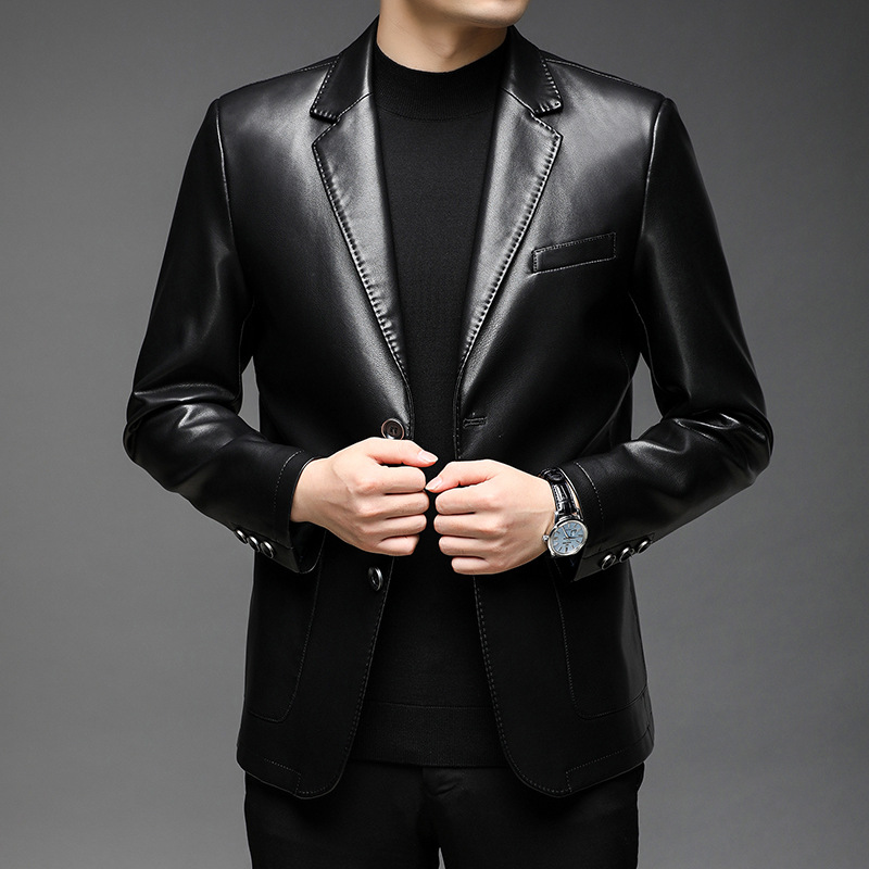 2026 New Style Men's Leather Suit Jacket, Spring Thin Leather Jacket, Leather Suit Jacket
