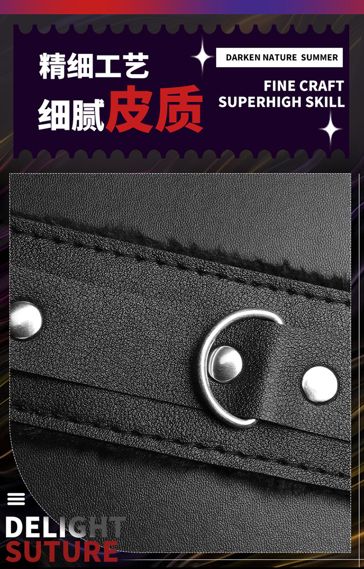 Glossy Metal Handcuffs with Leather Cuffs for Adult Couples — detail image 18