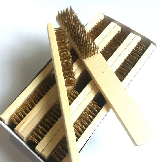 6*16 木柄铜丝刷 钢丝刷 不锈钢丝刷 小木柄文玩工具刷 厂家直销