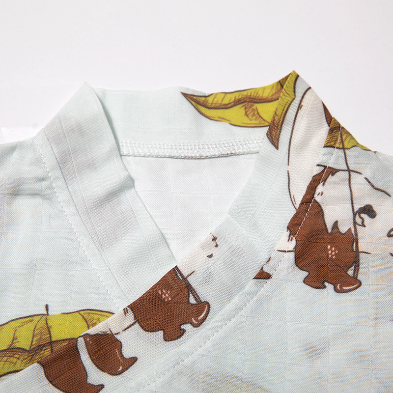 Ropa de gatear para bebés y niños, kimono de manga corta para bebés de verano, mameluco con impresión de tela de hilo de algodón de bambú suave y transpirable, una clase