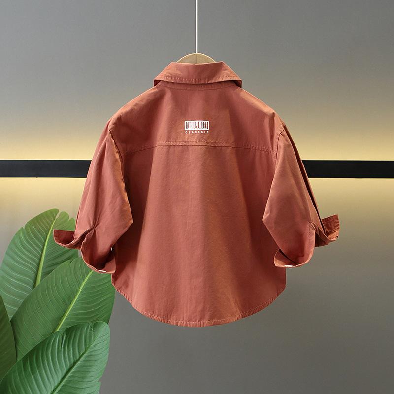 7771 camisas para niños 2025 primavera y otoño nuevo estilo coreano chaqueta delgada para niños camisa estilo occidental ropa de primavera guapa