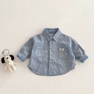 Детская рубашка, весенние детские однотонные наклейки для мальчиков, 0-5 лет, в корейском стиле