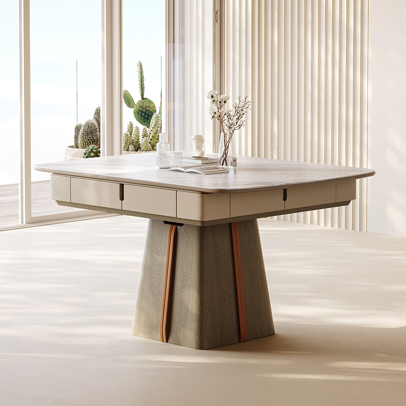 Mesa de comedor de madera maciza mesa de mahjong todo en uno de doble uso, mesa de ajedrez multifuncional para el hogar completamente automática, mesa de comedor combinada de sillas, mesa de comedor