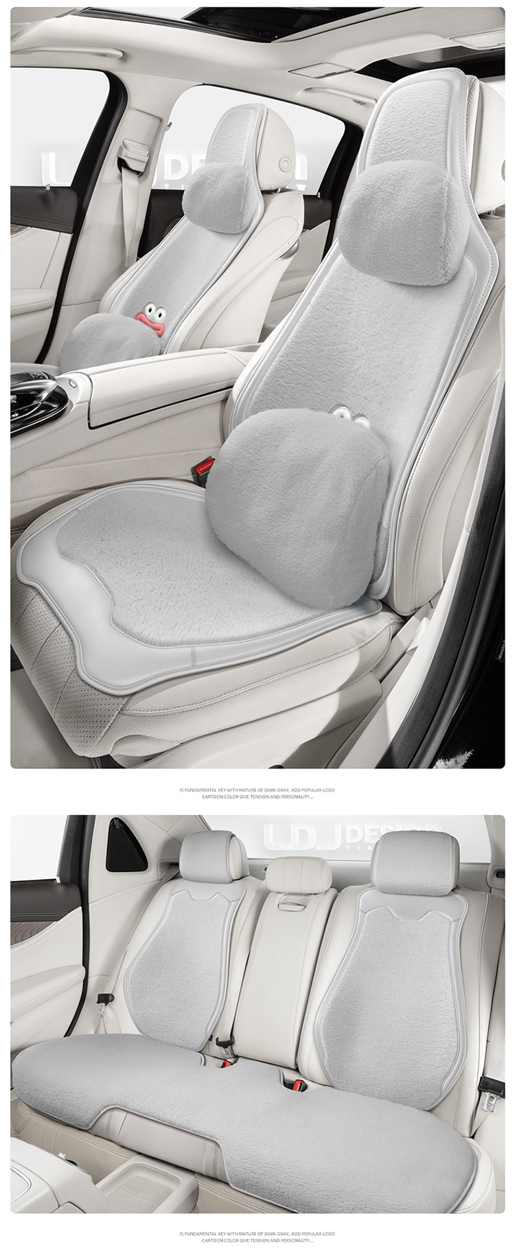 24 New Autumn and Winter Big-Mouthed Frog Lamb Velvet Split Universal Cartoon Five-Seater Plush Warm Car Seat Cushion