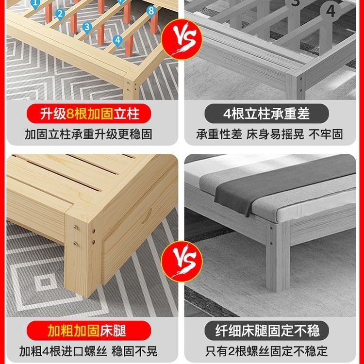实木床1.5米松木床经济型双人床现代简约出租房床简易单人床床架|undefined