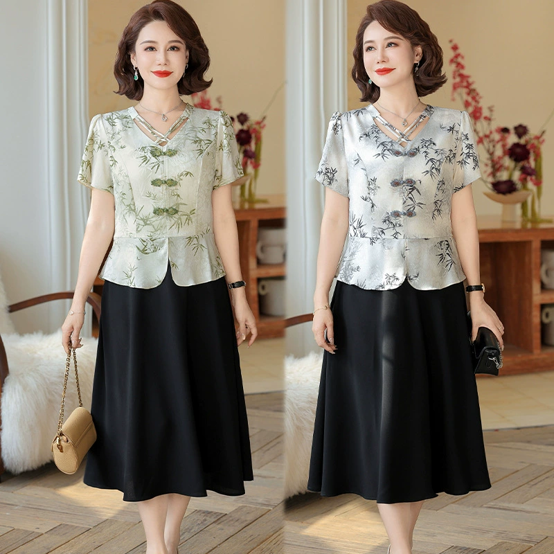 Темпераментная мама летнее платье с короткими рукавами национального ветра платье с короткими рукавами