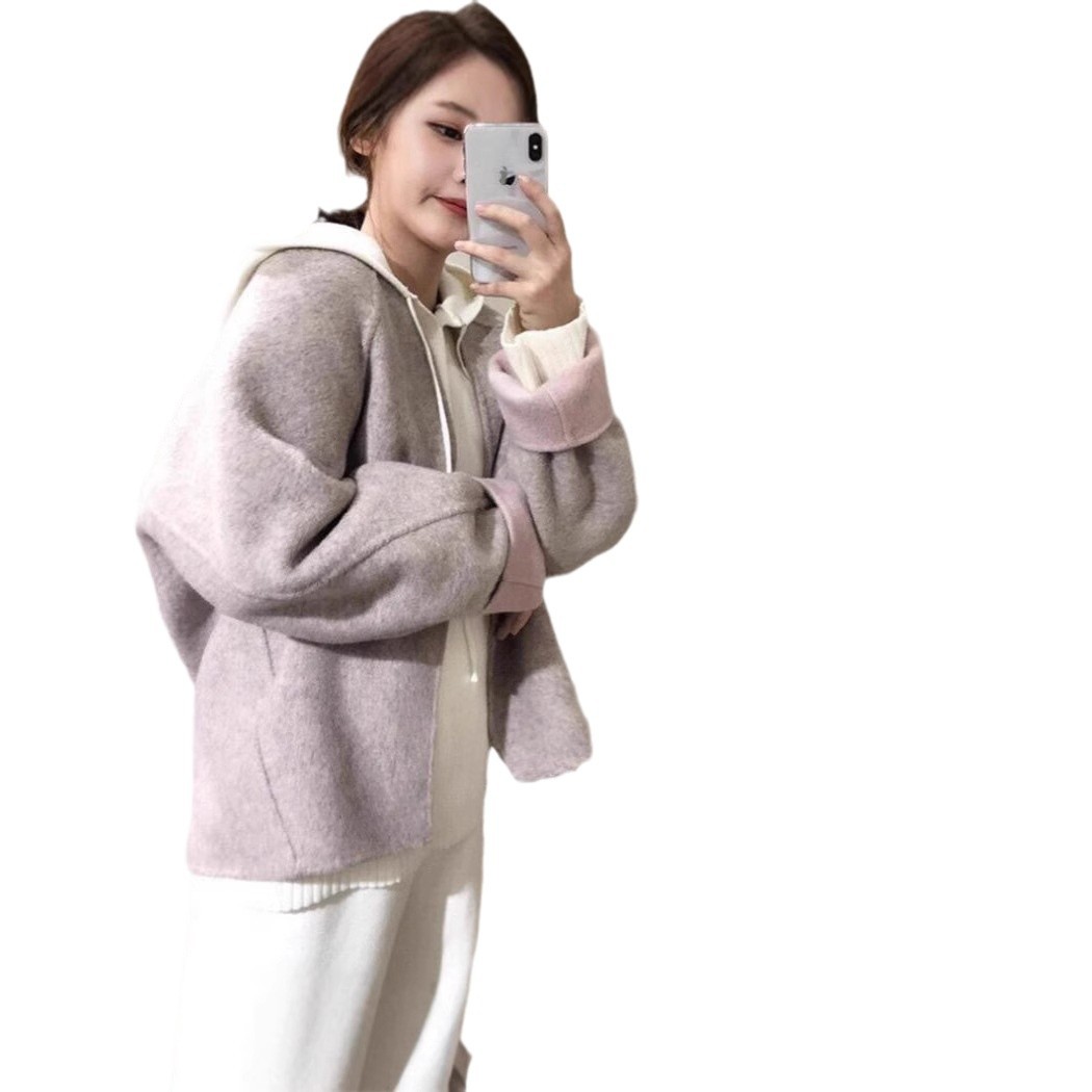2024 년 초가을 양면 웨어러블 파우더 애쉬 알파카 양면 수제 재킷
