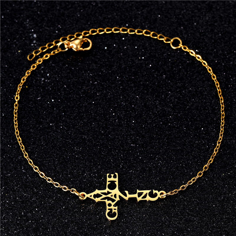Plating Design Basic Simple Style Cross Letter Heart Shape 201 Stainless Steel Plating Men's Bracelets Men's Chain Bracelets