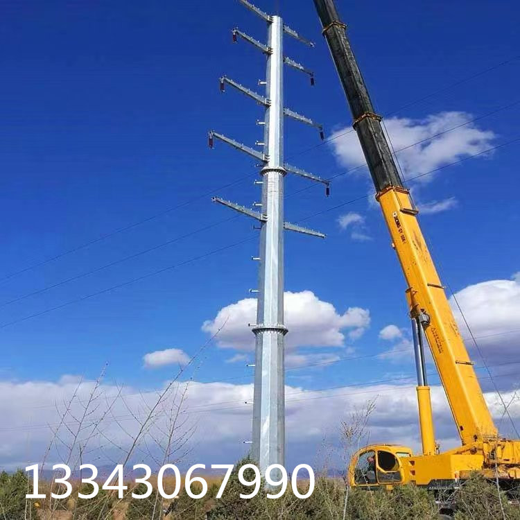 110KV电力钢杆 双回路输电钢杆 高压钢管塔 耐张钢制电力杆批发