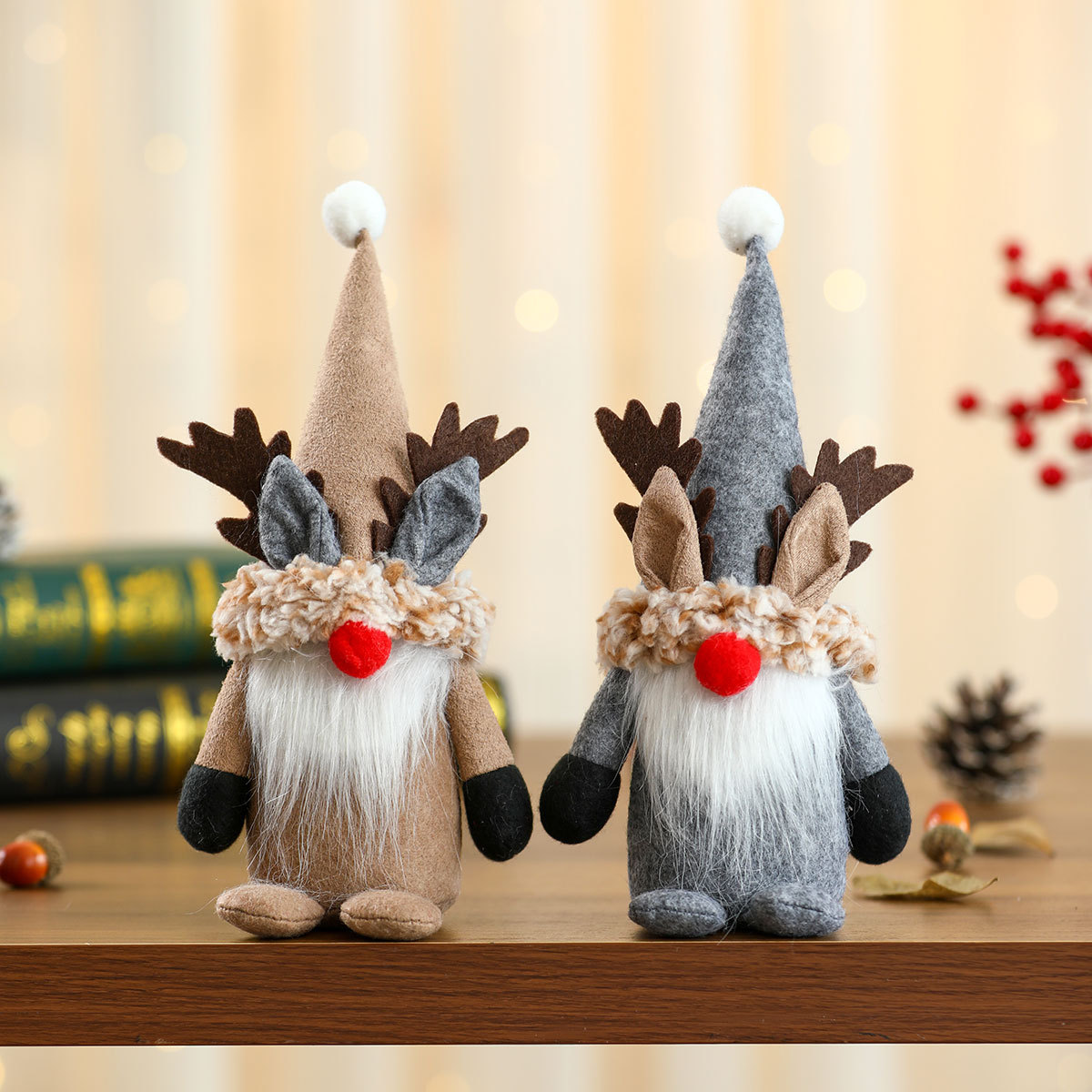 Muñecas de Navidad de corno de ciervo muñecas de Navidad pequeños regalos sin cara Rudolph muñecas de pie